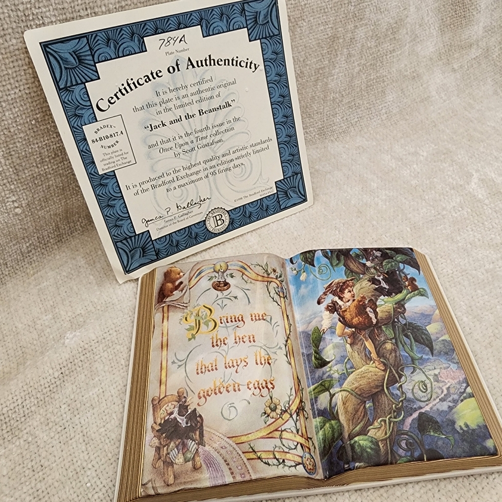 Jack and the Beanstalk Storybook Plate w/ Certificate of Authenticity- NIB- 1998